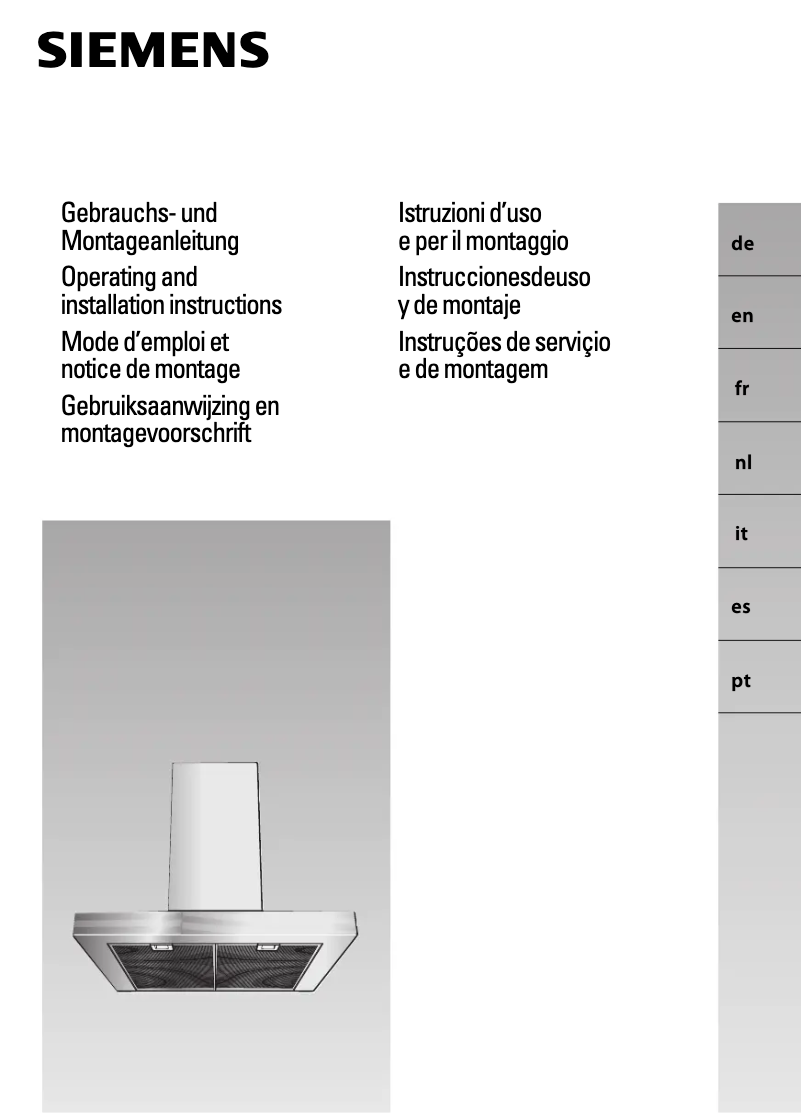 Page n°1 - Manuel utilisateur Siemens LC956WA60