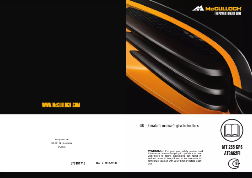Page 1 de la notice Manuel utilisateur McCulloch MT265CPS