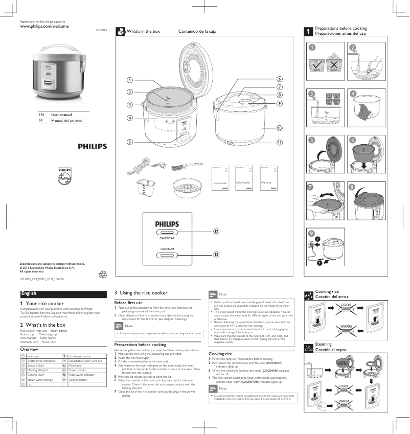 Image de la première page du manuel de l'appareil Daily Collection HD3013