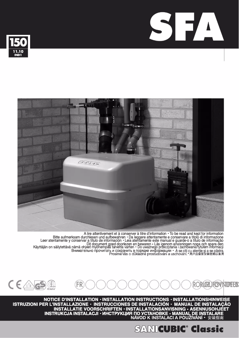 Página 1 del manual Manual de usuario Sanibroyeur Sanicubic 2 Classic Expert-line