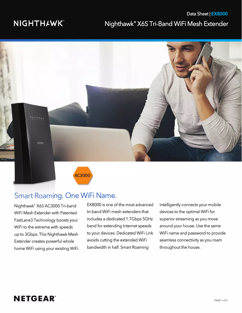 Page 1 de la notice Fiche technique Netgear Nighthawk X6S EX8000