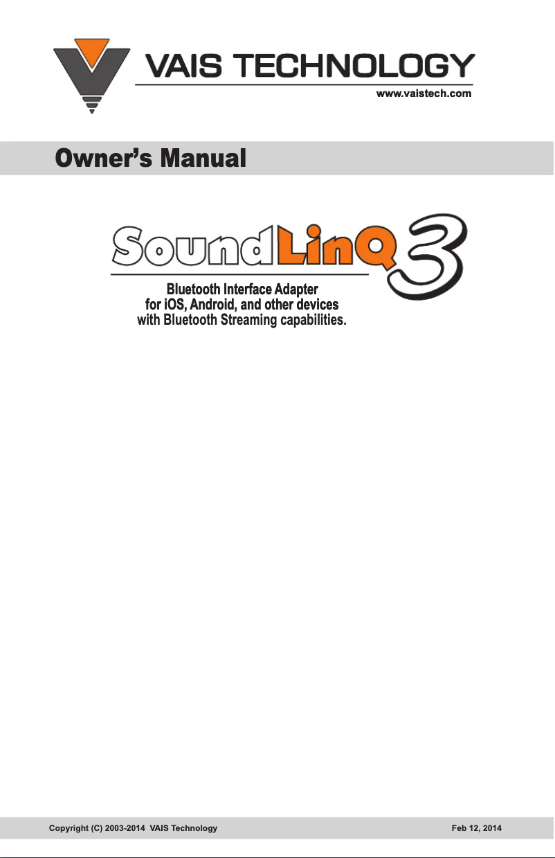 Page 1 de la notice Manuel utilisateur VAIS Technology Soundlinq 3