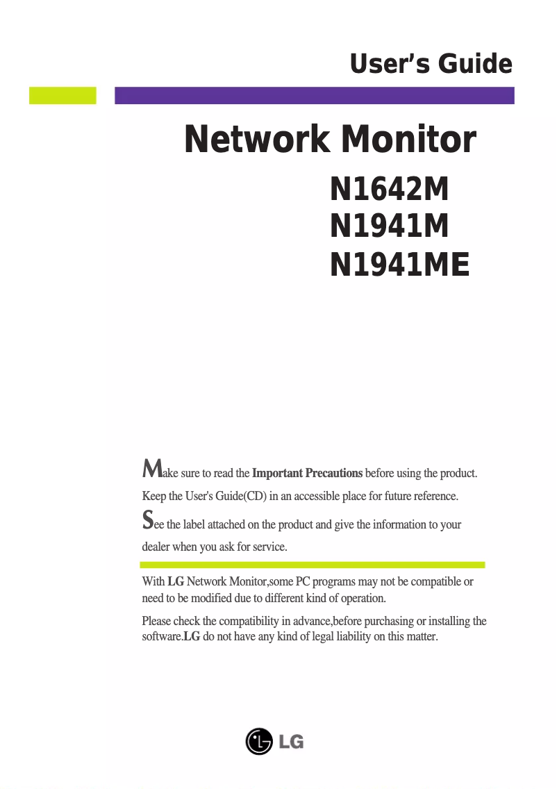 Page n°1 - Manuel utilisateur LG N1941ME