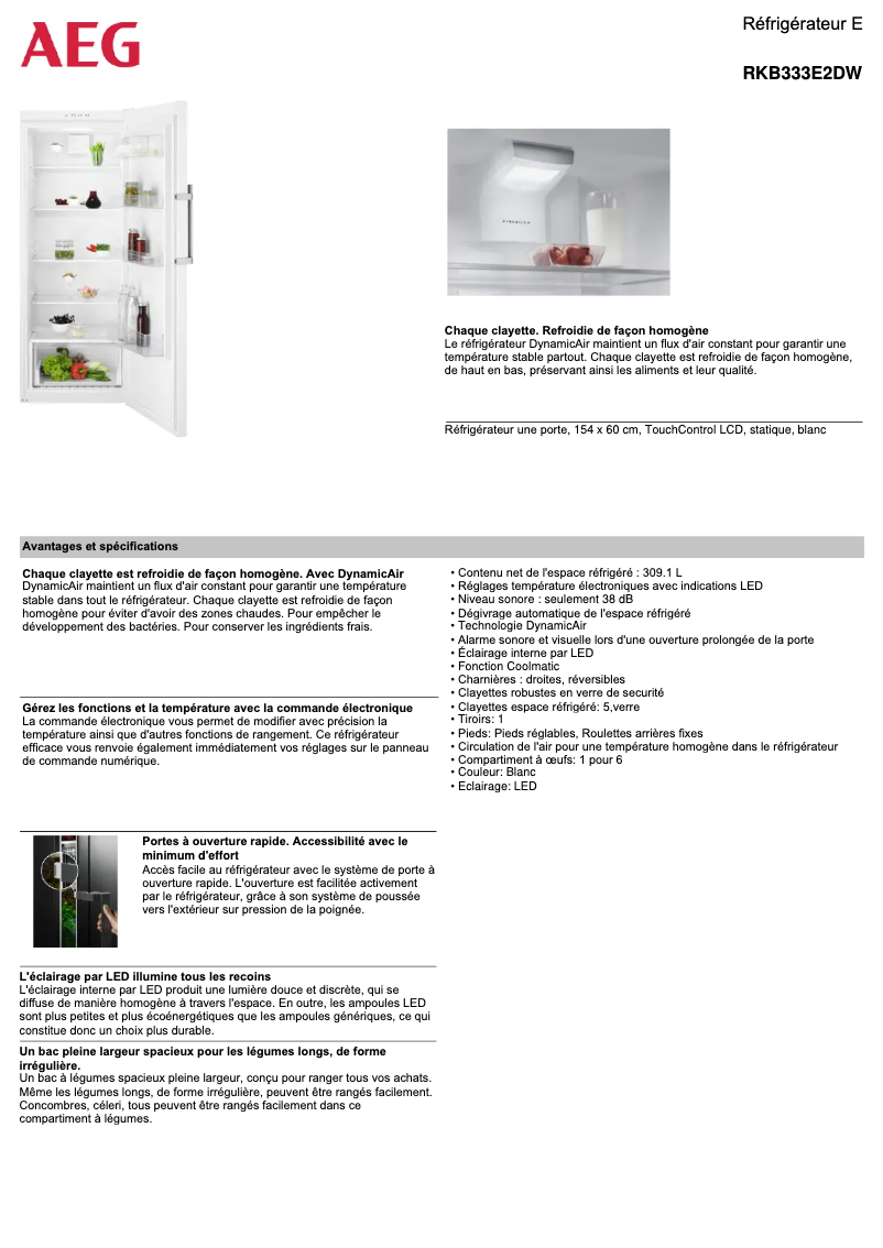 Image de la première page du manuel de l'appareil RKB333E2DW