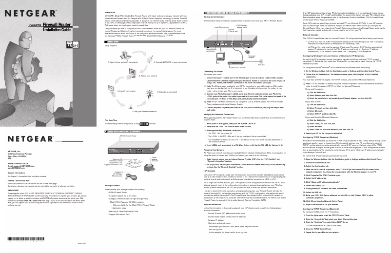 Page n°1 - Guide d'installation Netgear FR314