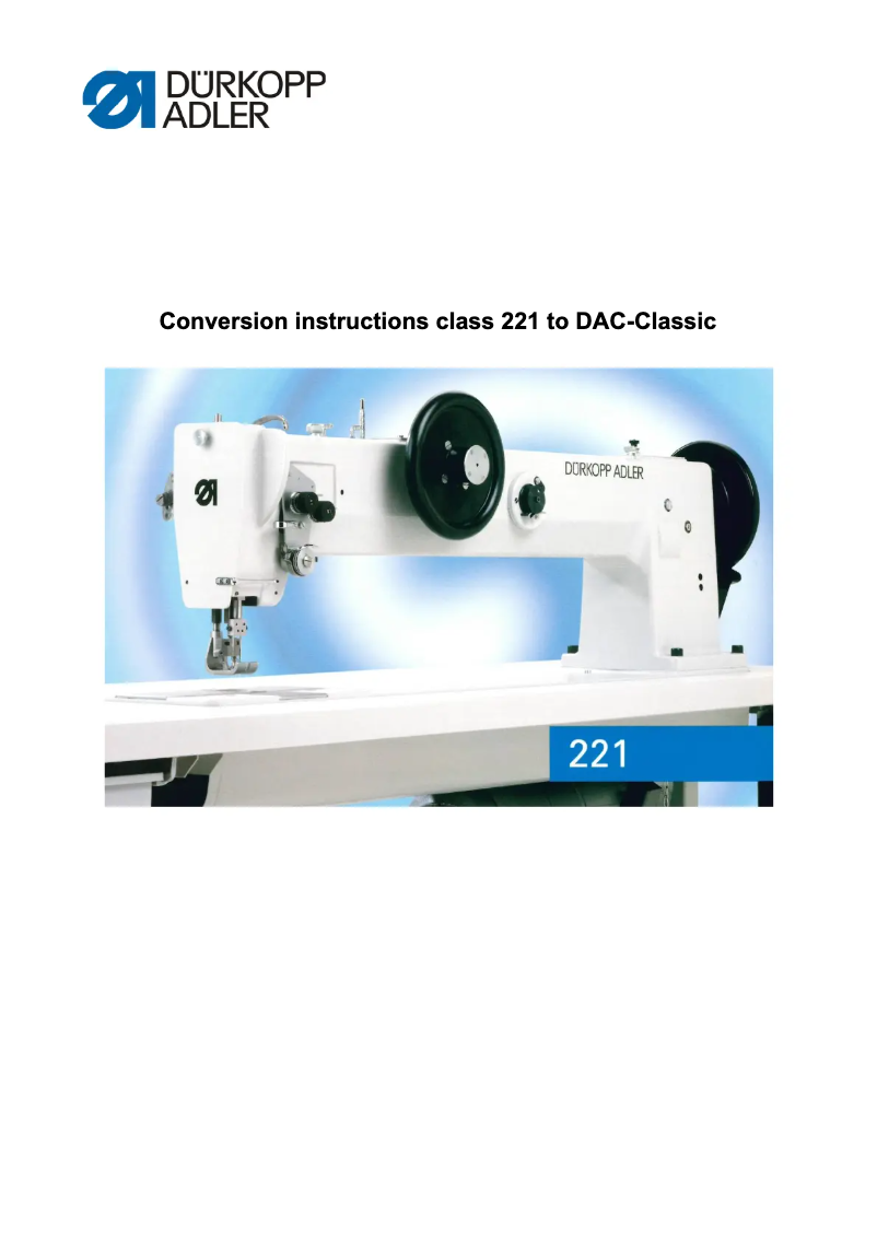 Page n°1 - Manuel utilisateur Dürkopp Adler 221