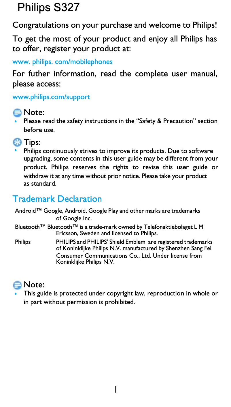 Image de la première page du manuel de l'appareil S327