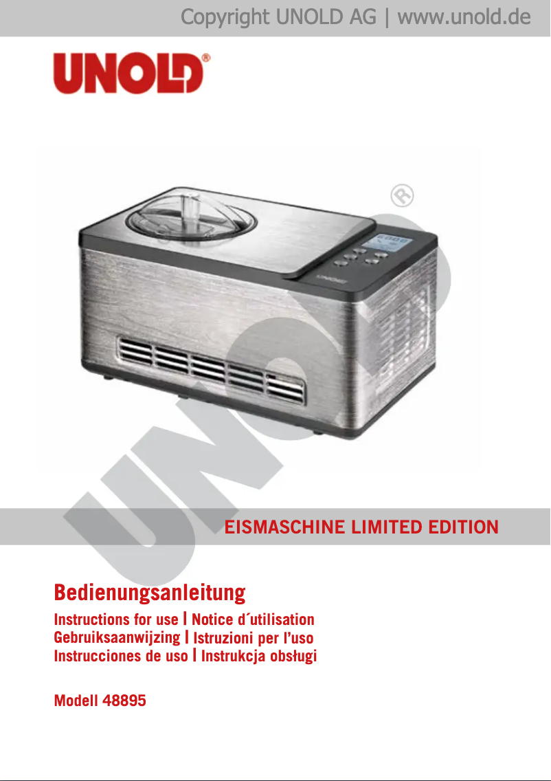 Page 1 de la notice Manuel utilisateur Unold 48895