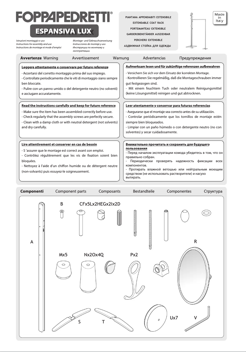 Page n°1 - Manuel utilisateur Foppapedretti Espansiva Lux