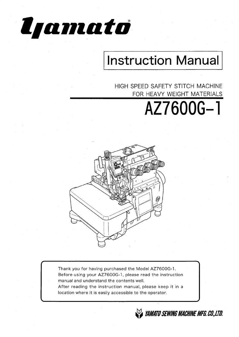 Page n°1 - Manuel utilisateur Yamato AZ7600G-1