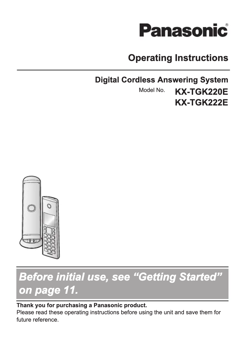 Page n°1 - Manuel utilisateur Panasonic KX-TGK222E
