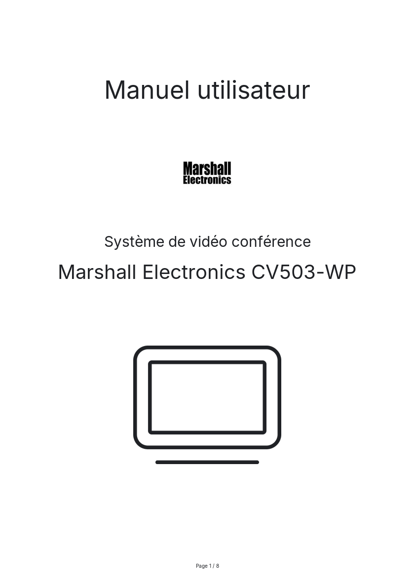 Image de la première page du manuel de l'appareil CV503-WP