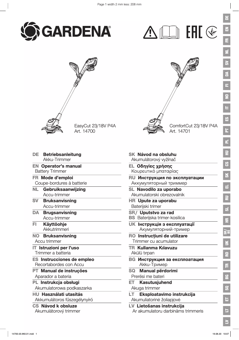 Page n°1 - Manuel utilisateur Gardena ComfortCut 23/18V P4A