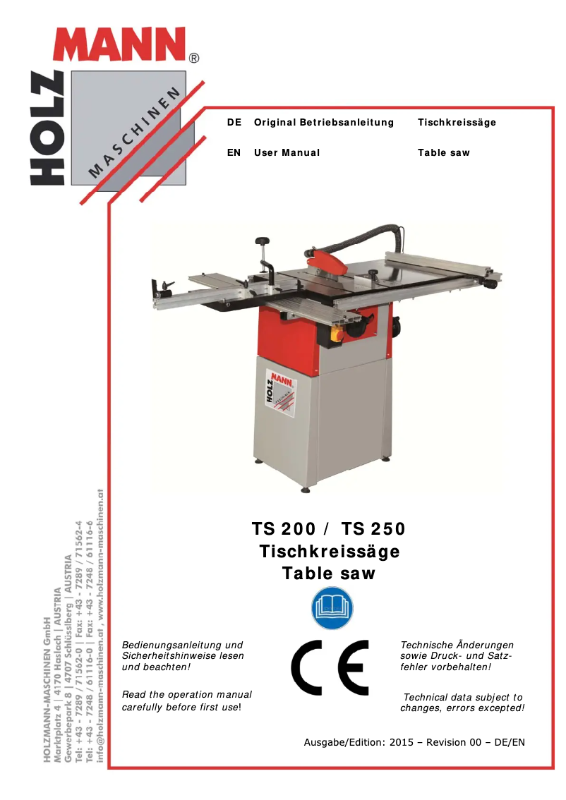 Page 1 de la notice Manuel utilisateur Holzmann TS200