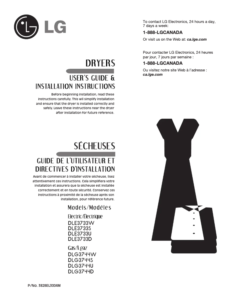 Page n°1 - Manuel utilisateur LG DLE3733S
