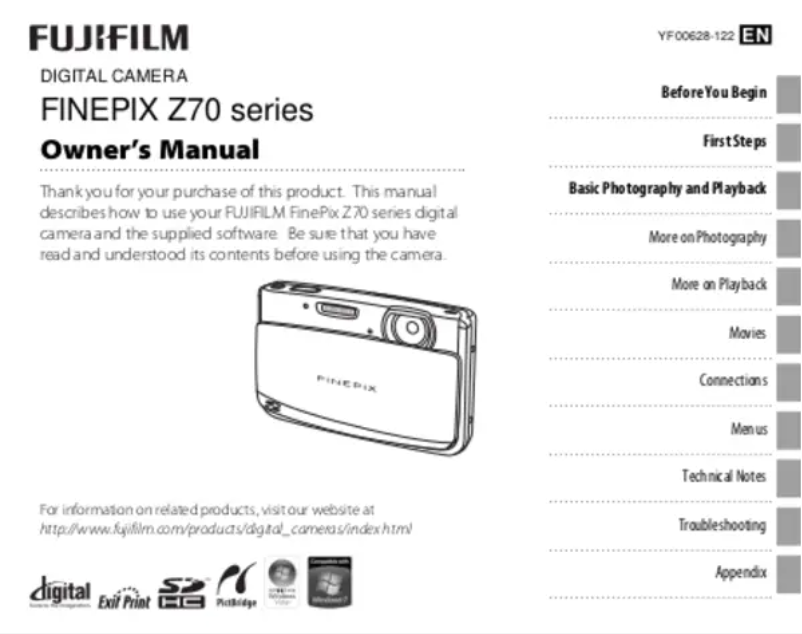 Page 1 de la notice Manuel utilisateur Fujifilm FinePix Z71