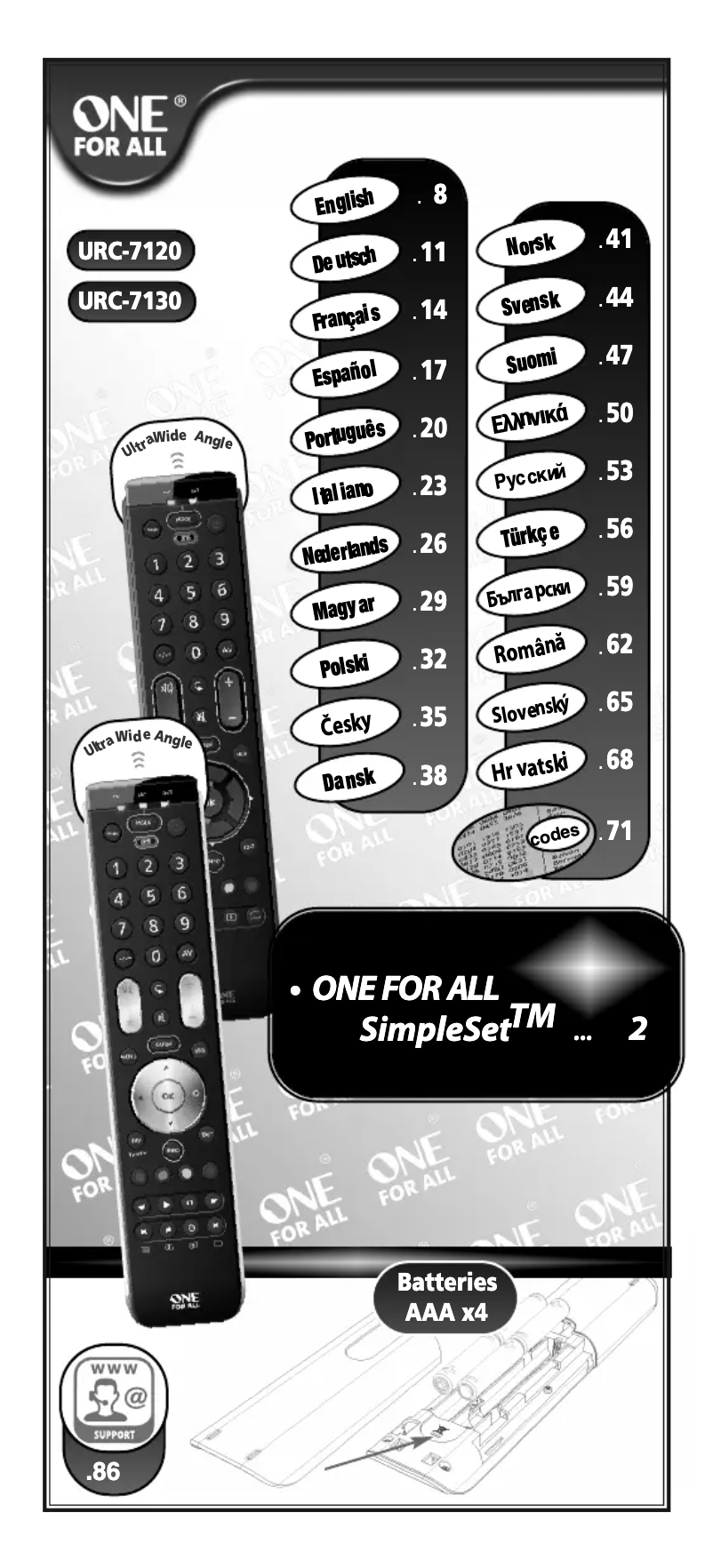 Page 1 de la notice Manuel utilisateur One for all Essence 2