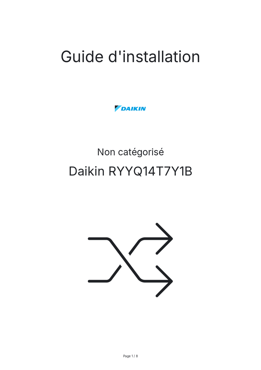 Page n°1 - Guide d'installation Daikin RYYQ14T7Y1B