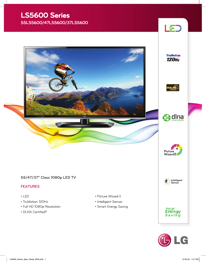 Página 1 del manual Ficha técnica LG 47LS5600