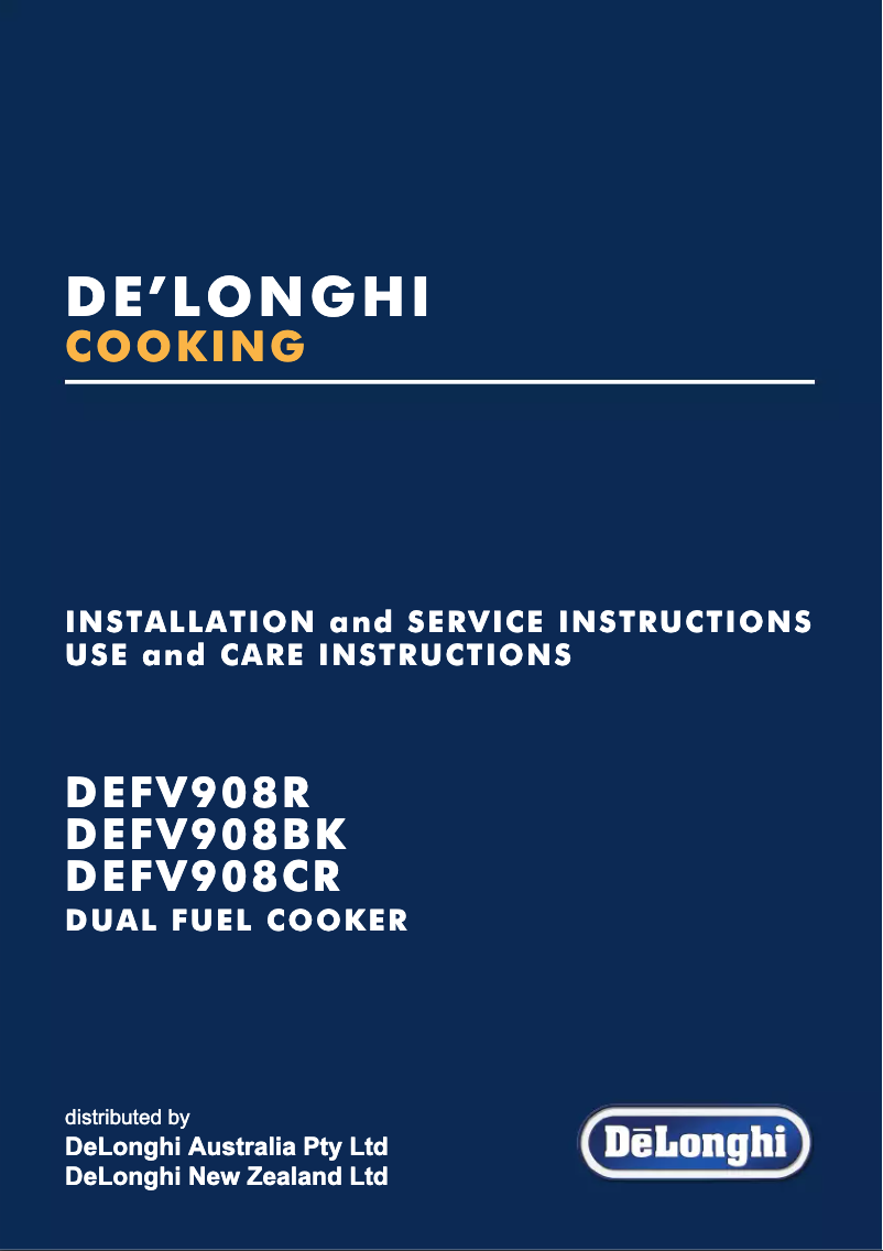 Page n°1 - Manuel utilisateur DeLonghi DEFV908