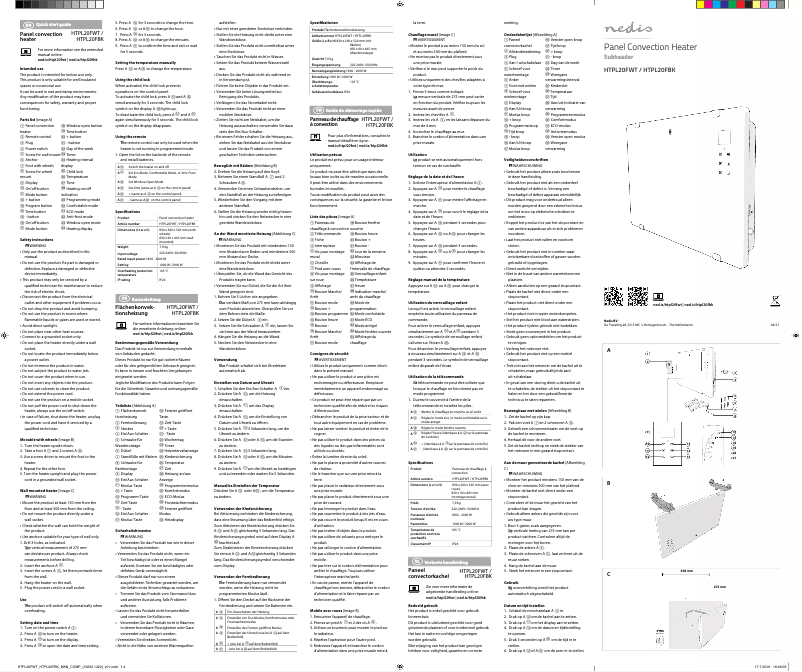 Page 1 de la notice Manuel utilisateur Nedis HTPL20FWT