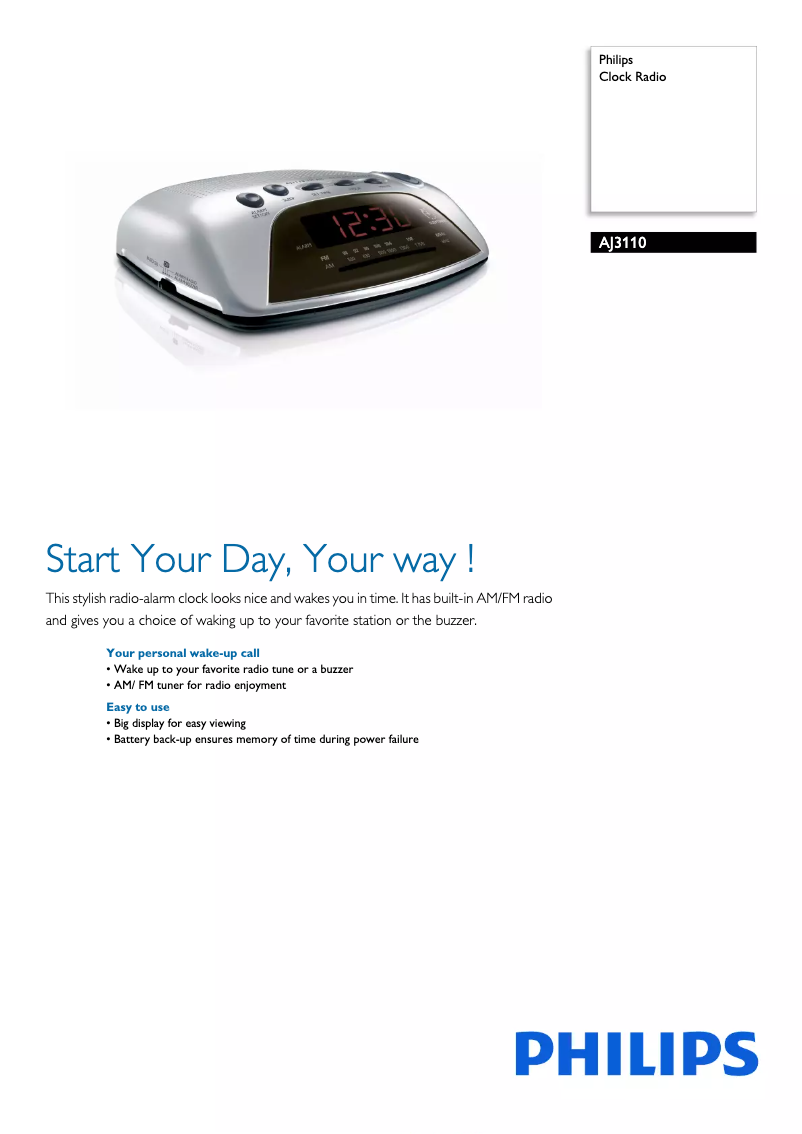 Page 1 de la notice Brochure Philips AJ3110