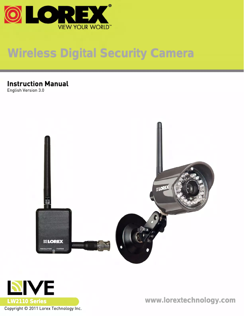 Page 1 of the manual User Manual Lorex LW2110PK2B