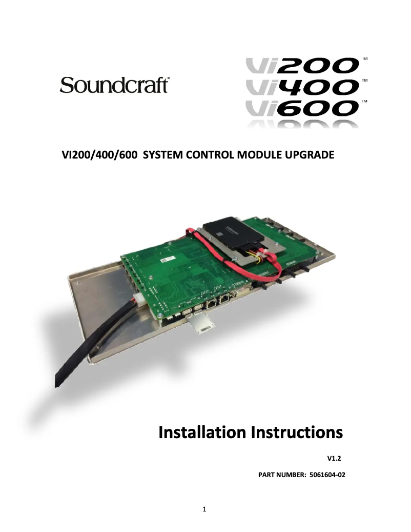Page 1 de la notice Manuel utilisateur Soundcraft Vi600