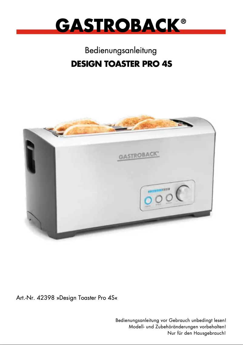 Image de la première page du manuel de l'appareil Design Pro 4S 42398