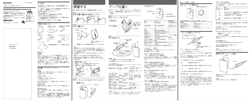 Page 1 de la notice Manuel utilisateur Sony WM-EX631