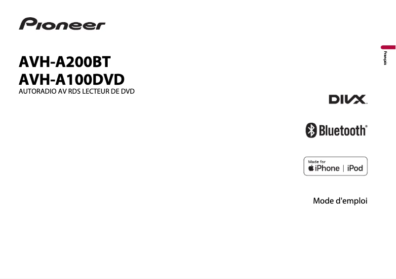 Page 1 de la notice Manuel utilisateur Pioneer AVH-A100DVD