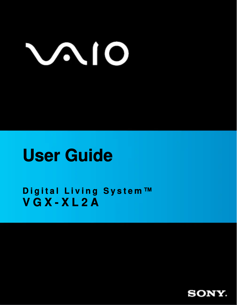 Page n°1 - Manuel utilisateur Sony Vaio VGX-XL2