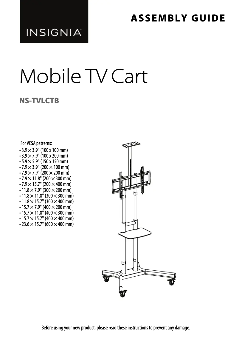 Page 1 de la notice Instructions / montage Insignia NS-TVLCTB