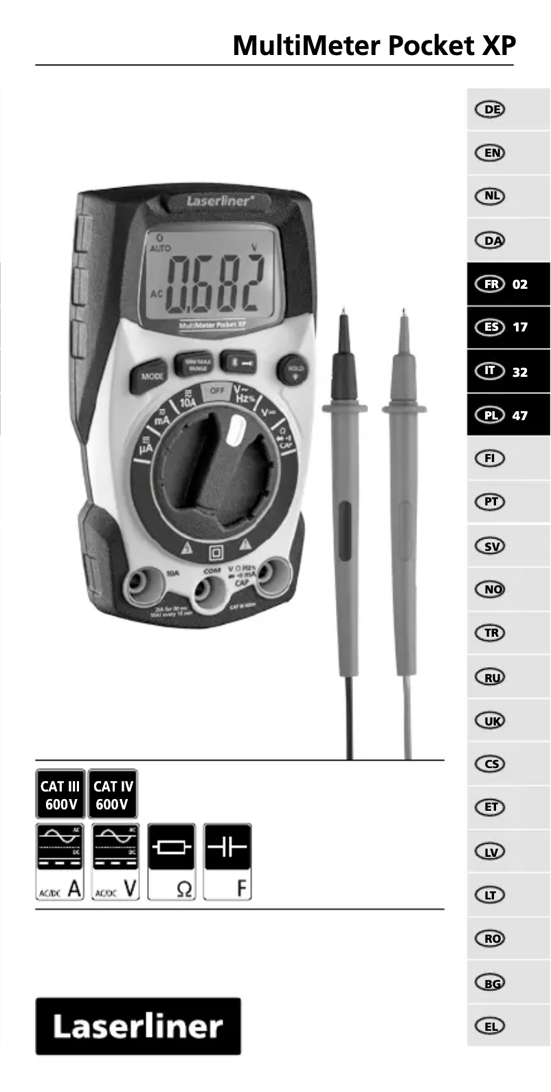 Page 1 de la notice Manuel utilisateur Laserliner MultiMeter Pocket XP