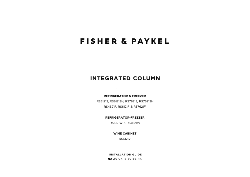 Page 1 de la notice Guide d'installation Fisher & Paykel RS6121SLK3
