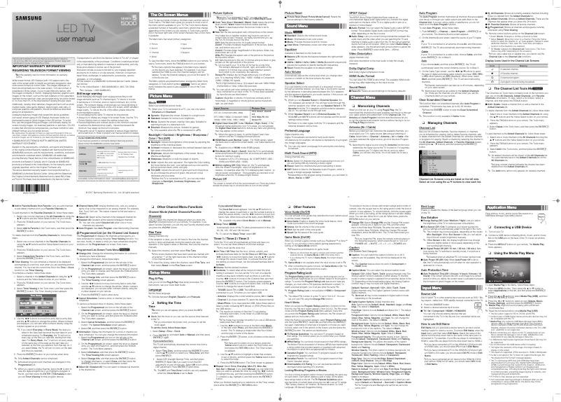 Imagen de la primera página del manual del dispositivo UN43J5000EF