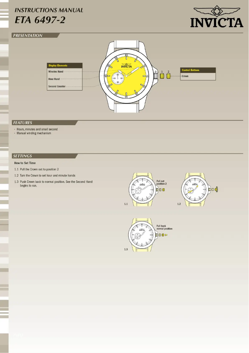 Page 1 de la notice Manuel utilisateur Invicta Pro Diver 22480