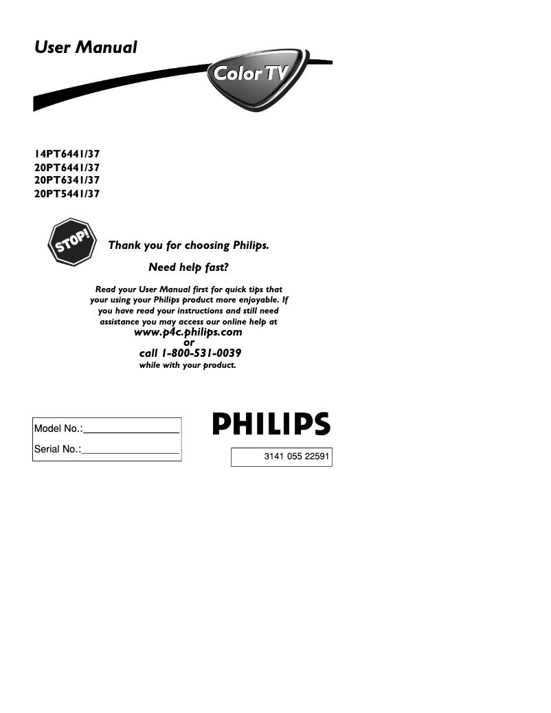 Page 1 de la notice Manuel utilisateur Philips 14PT6441