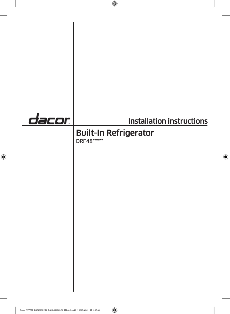 Page 1 de la notice Guide d'installation Samsung DRF485300AP