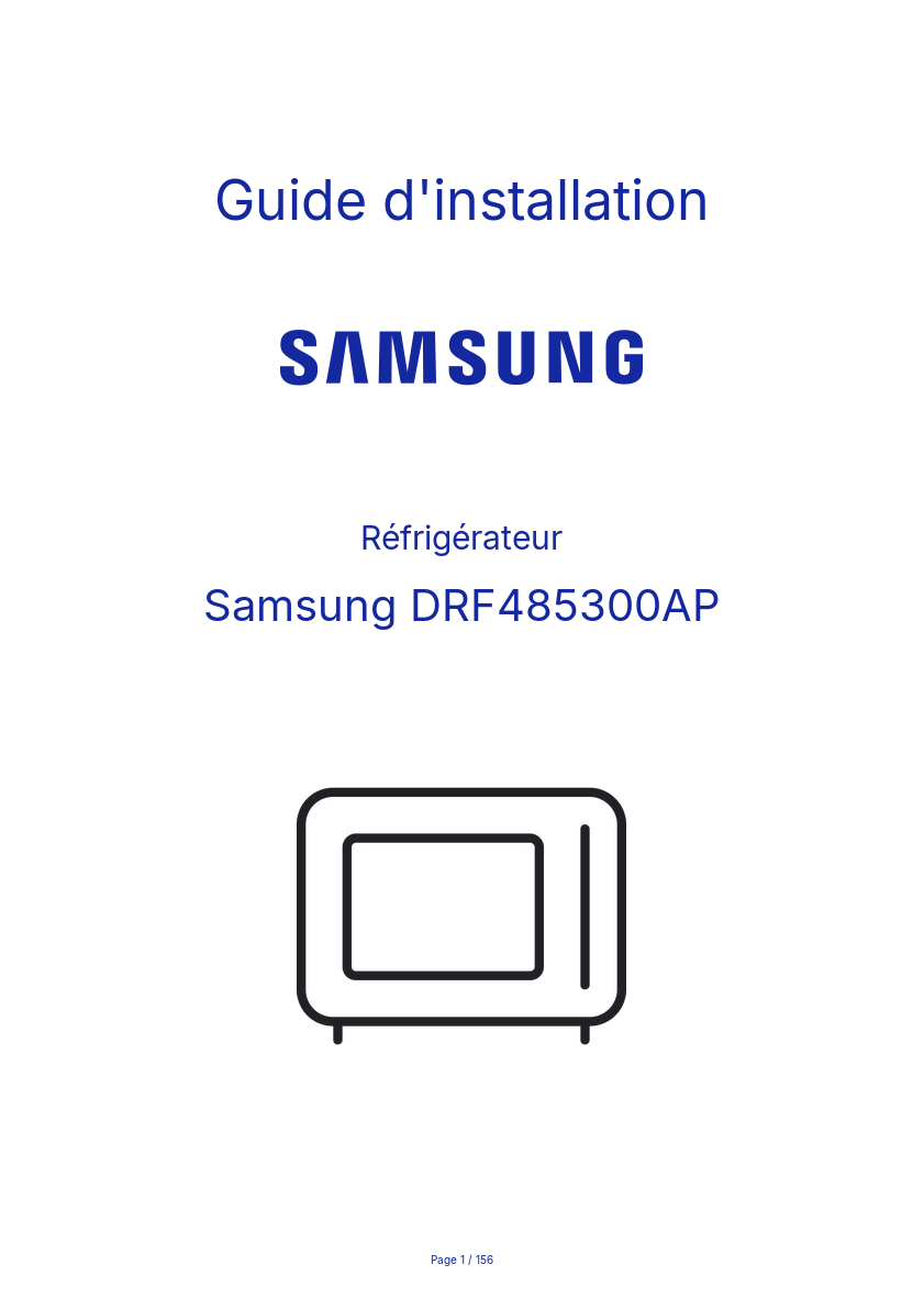 Page n°1 - Guide d'installation Samsung DRF485300AP