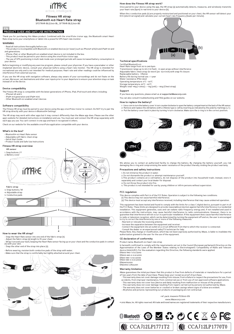 Image de la première page du manuel de l'appareil Fitness HR Strap