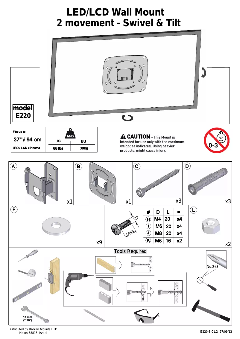 Page 1 de la notice Manuel utilisateur Barkan E220