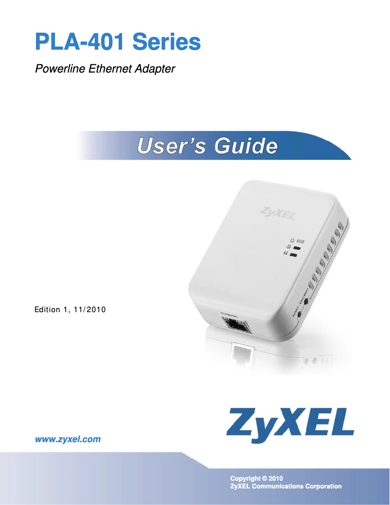 Page n°1 - Manuel utilisateur ZyXEL PLA-401 V4