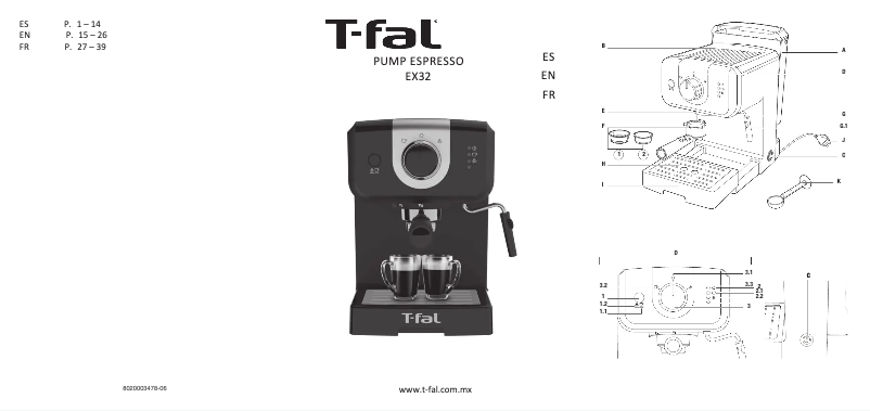 Page 1 de la notice Manuel utilisateur T-Fal EX3220MX