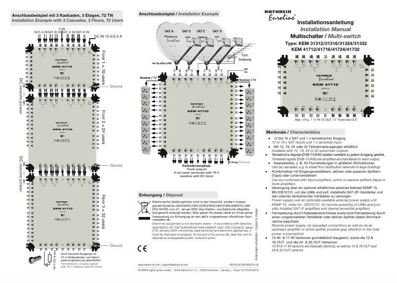 Image de la première page du manuel de l'appareil Euroline KEM 31312
