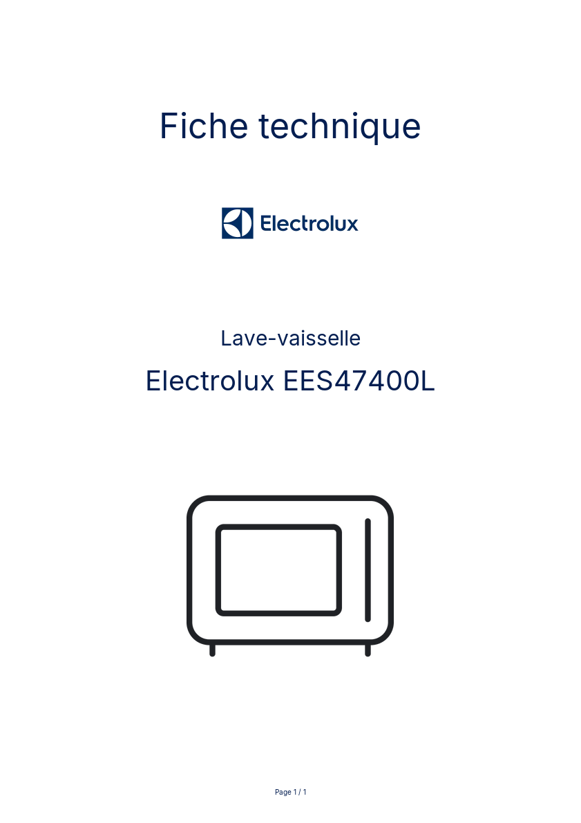 Page n°1 - Fiche technique Electrolux EES47400L