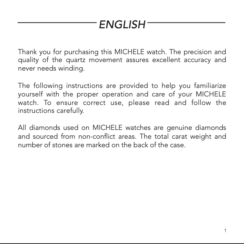 Page 1 de la notice Manuel utilisateur MICHELE Ronda 703
