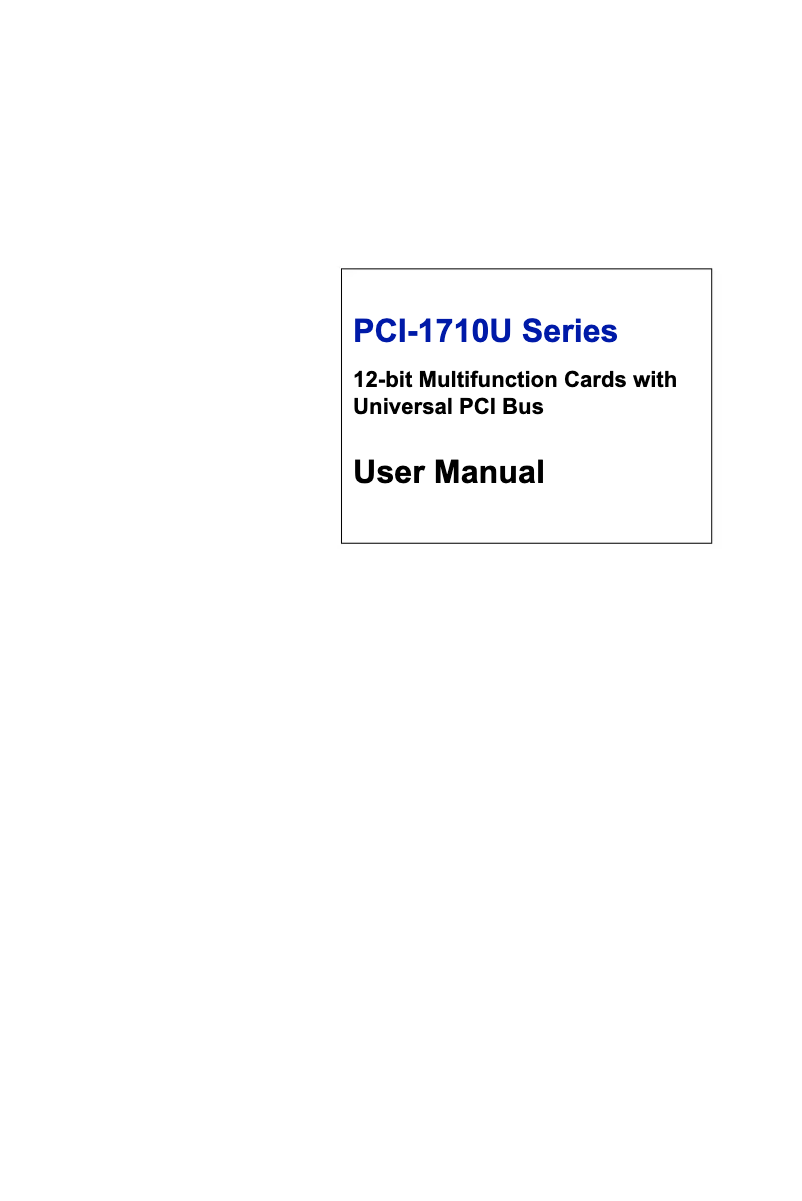Page n°1 - Manuel utilisateur Advantech PCI-1710HGU-DE