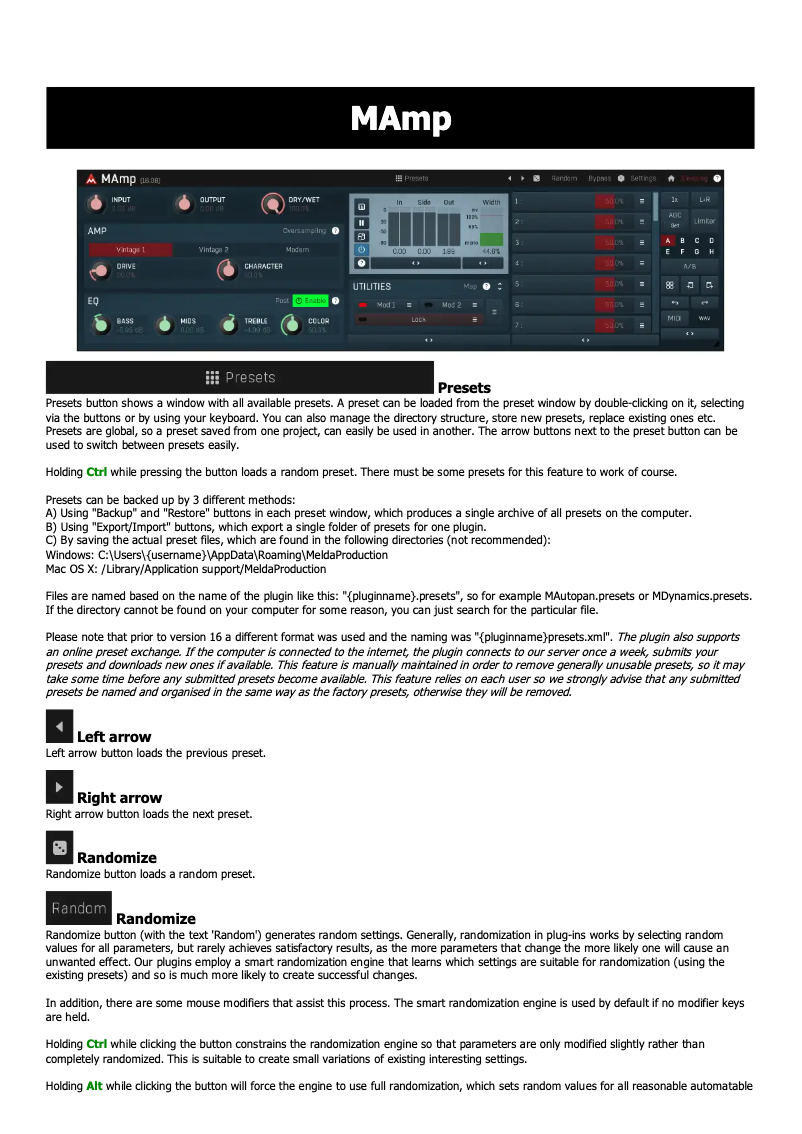 Page 1 de la notice Manuel utilisateur MeldaProduction MAmp