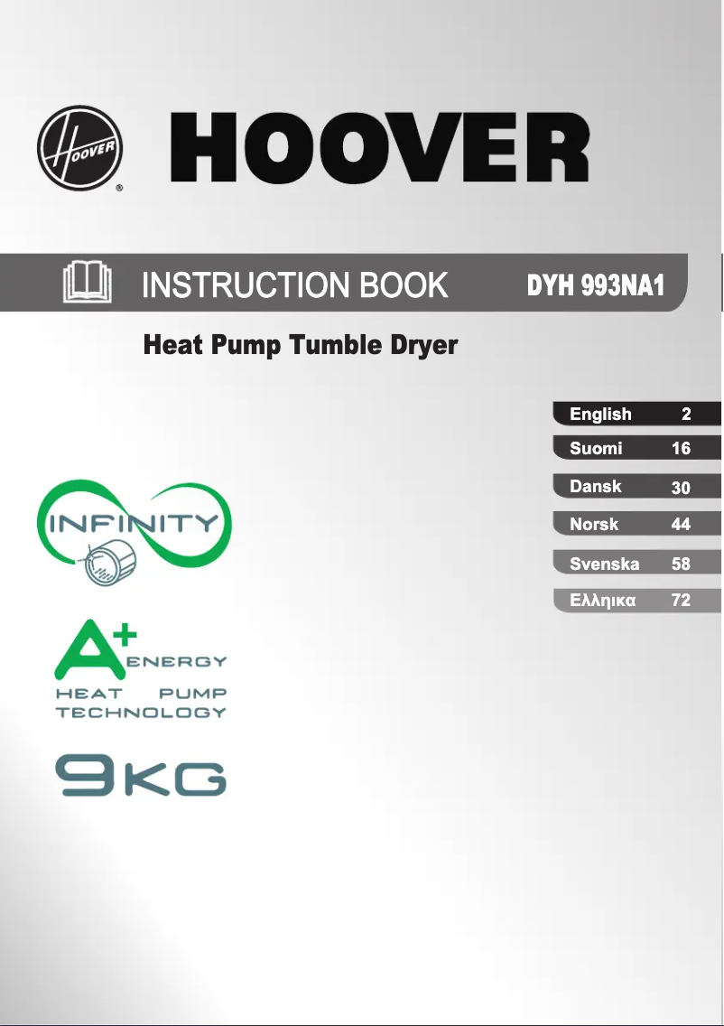 Page n°1 - Manuel utilisateur Hoover DYH 993NA1-S